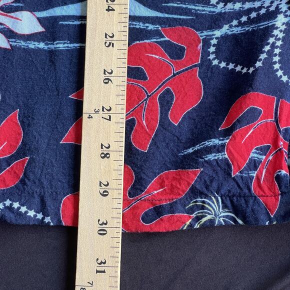 Casual Threads Shirt Mens 2XL Navy Blue Red Hawaiian Floral Rayon Camp Aloha - Picture 9 of 9